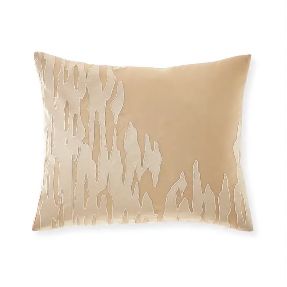 Donna Karan Home Gold Dust Silk Applique Decorative Pillow